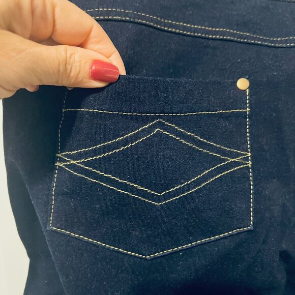 Pajama Jeans-Pull On Women's Drawstring Waist Dark Blue Wash Stretch Pants-Sz Lg - Picture 9 of 16